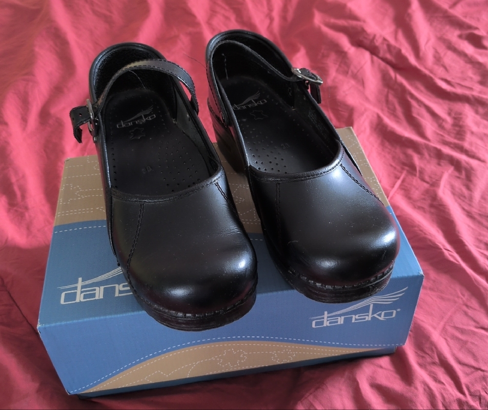 Dansko Black Leather Mules